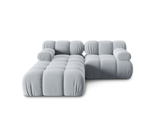 Canapea modulara 3 locuri, Bellis-51, Micadoni Home, 188x188x70 cm, catifea, albastru deschis