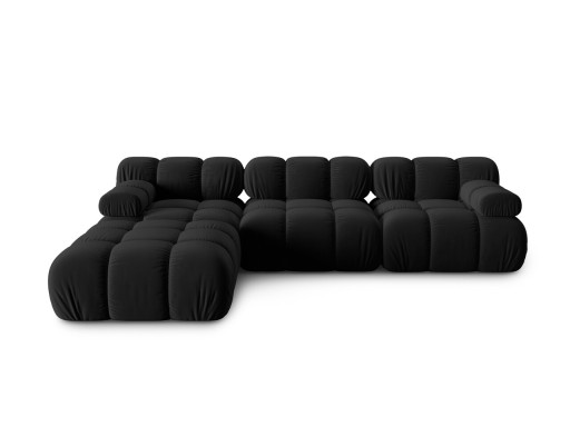 Canapea modulara 4 locuri, Bellis-51, Micadoni Home, 282x188x70 cm, catifea, negru
