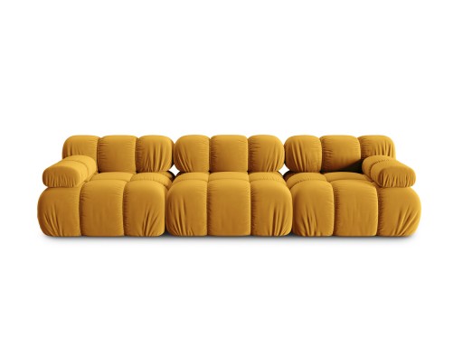 Canapea modulara 3 locuri, Bellis-51, Micadoni Home, 282x94x70 cm, catifea, galben