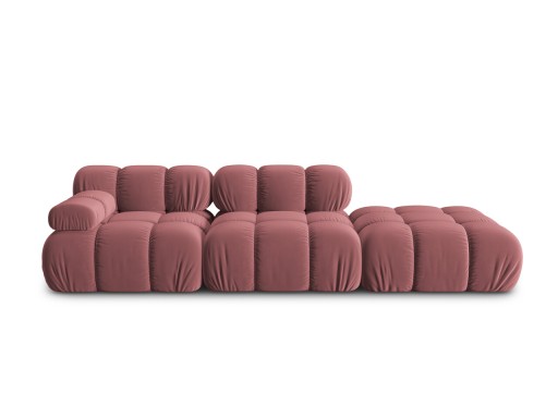 Canapea modulara 4 locuri cotiera dreapta, Bellis-51, Micadoni Home, 282x94x70 cm, catifea, roz