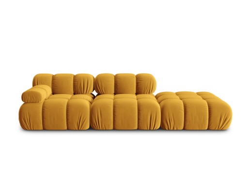 Canapea modulara 4 locuri cotiera dreapta, Bellis-51, Micadoni Home, 282x94x70 cm, catifea, galben