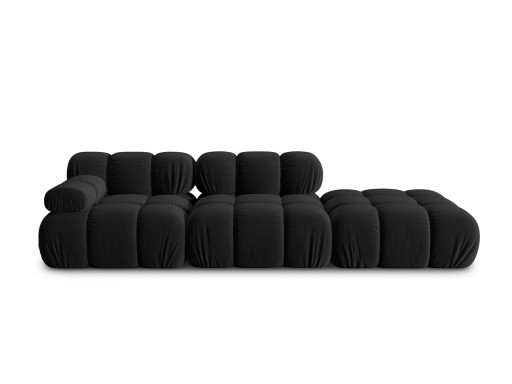 Canapea modulara 4 locuri cotiera dreapta, Bellis-51, Micadoni Home, 282x94x70 cm, catifea, negru