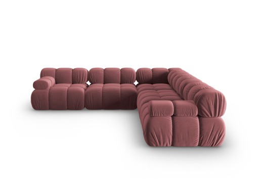 Coltar simetric 5 locuri, Bellis-51, Micadoni Home, 282x282x70 cm, catifea, roz