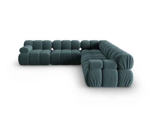 Coltar simetric 5 locuri, Bellis-51, Micadoni Home, 282x282x70 cm, catifea, turcoaz