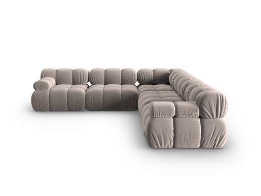 Coltar simetric 5 locuri, Bellis-51, Micadoni Home, 282x282x70 cm, catifea, cappuccino