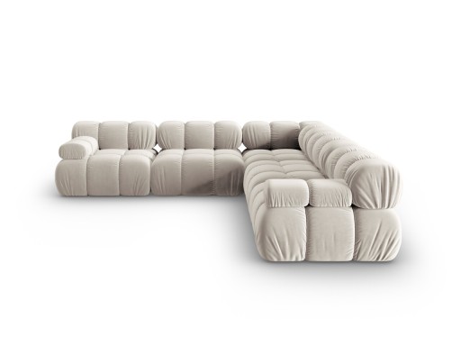 Coltar simetric 5 locuri, Bellis-51, Micadoni Home, 282x282x70 cm, catifea, bej inchis