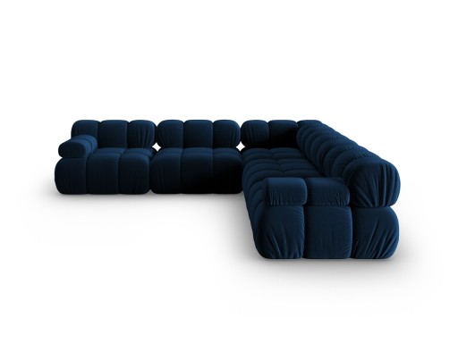 Coltar simetric 5 locuri, Bellis-51, Micadoni Home, 282x282x70 cm, catifea, albastru regal