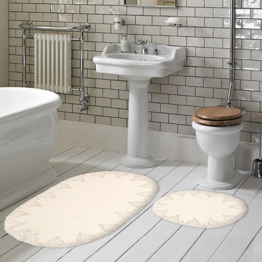 Set covorase de baie 2 piese, Alanur Home, Zara, Poliester, Crem