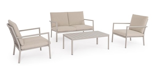 Set mobilier pentru gradina/terasa 4 piese Konnor, Bizzotto, aluminiu/tesatura impermeabila Ofelin, bej rastin