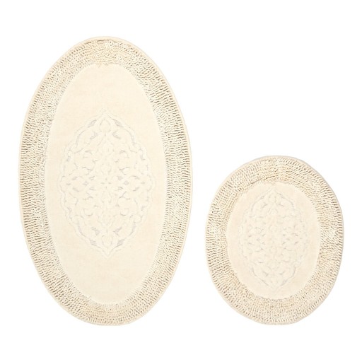 Set covorase de baie 2 piese, Alanur Home, Cottonkt 000236, Bumbac, Crem