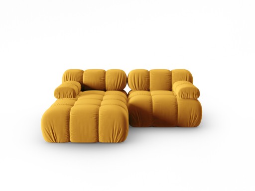 Coltar modular stanga 3 locuri, Bellis-51, Micadoni Home, 188x155x70 cm, catifea, galben