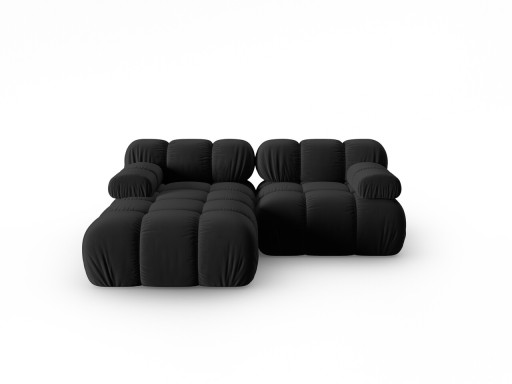 Coltar modular stanga 3 locuri, Bellis-51, Micadoni Home, 188x155x70 cm, catifea, negru