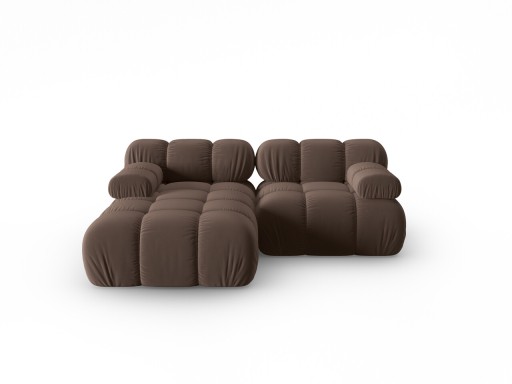 Coltar modular stanga 3 locuri, Bellis-51, Micadoni Home, 188x155x70 cm, catifea, maro inchis