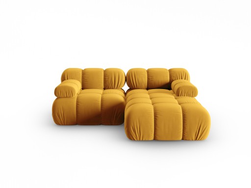 Coltar modular dreapta 3 locuri, Bellis-51, Micadoni Home, 188x155x70 cm, catifea, galben