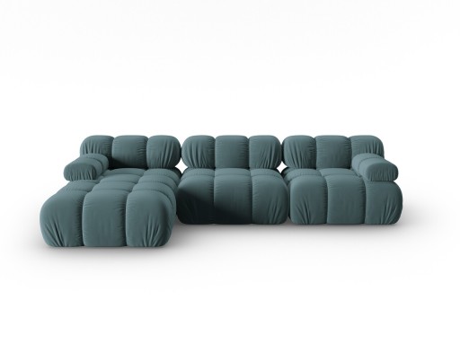 Coltar modular stanga 4 locuri, Bellis-51, Micadoni Home, 282x155x70 cm, catifea, turcoaz