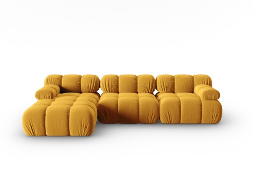 Coltar modular stanga 4 locuri, Bellis-51, Micadoni Home, 282x155x70 cm, catifea, galben