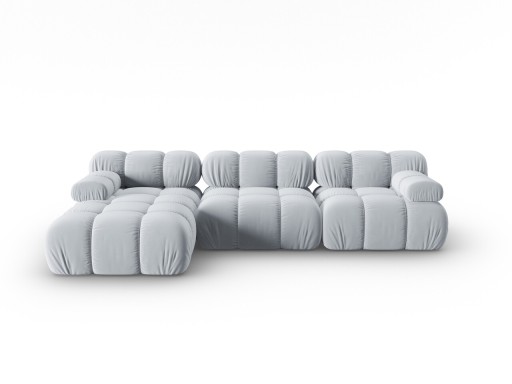 Coltar modular stanga 4 locuri, Bellis-51, Micadoni Home, 282x155x70 cm, catifea, albastru deschis
