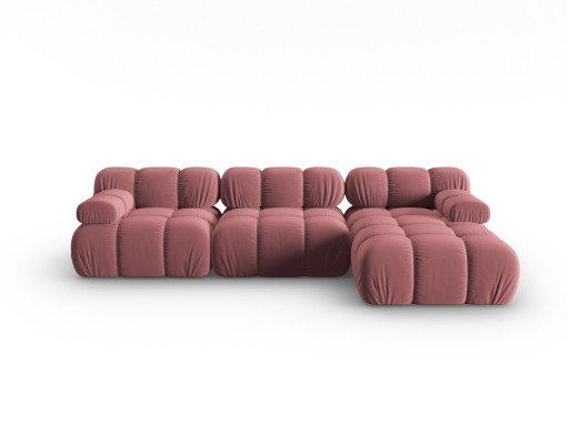 Coltar modular dreapta 4 locuri, Bellis-51, Micadoni Home, 282x155x70 cm, catifea, roz