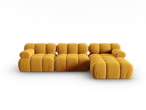 Coltar modular dreapta 4 locuri, Bellis-51, Micadoni Home, 282x155x70 cm, catifea, galben