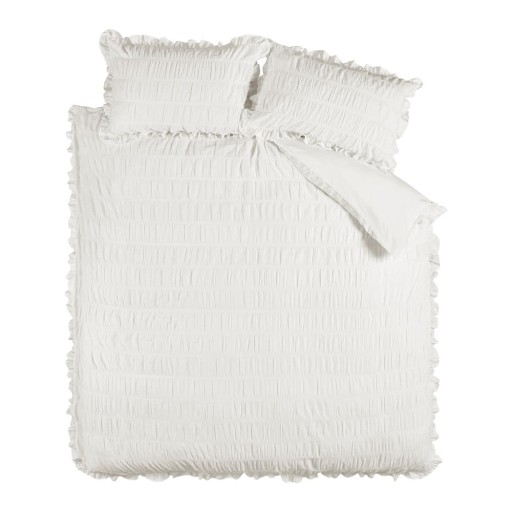 Lenjerie de pat albă din țesătură crep pentru pat dublu 200x200 cm Seersucker Frill – Catherine Lansfield
