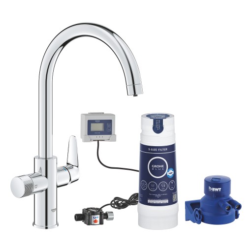 Baterie bucatarie Grohe Blue Pure BauCurve pipa C  sistem de filtrare S  crom