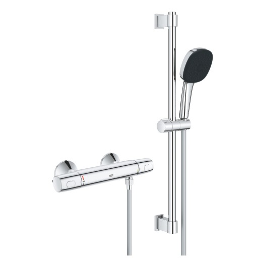 Baterie dus termostatata Grohe Precision Trend cu set de dus Vitalio Comfort 110 cu bara 60cm  crom