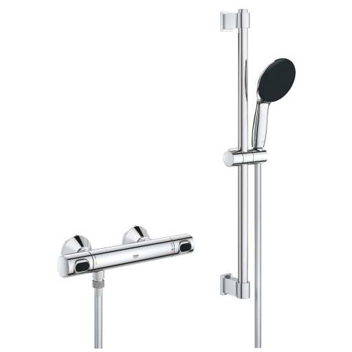 Baterie dus termostatata Grohe Precision Flow cu set de dus Vitalio Start 110 cu bara 60cm  crom