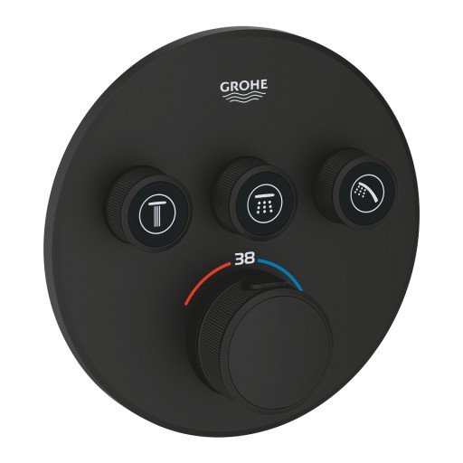 Baterie cada - dus termostatata Grohe Grohtherm SmartControl cu 3 functii  montaj incastrat  necesita corp ingropat  phantom black