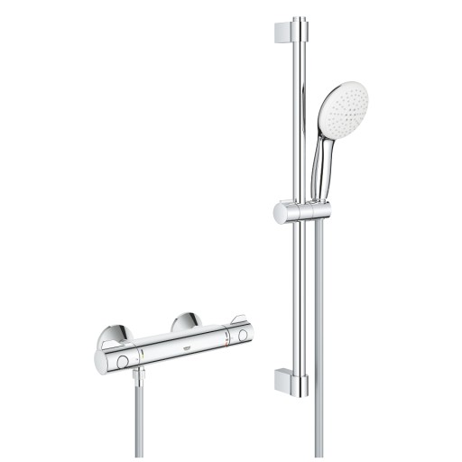 Baterie dus termostatata Grohe Grohtherm 800 cu set de dus cu bara Tempesta 600  crom