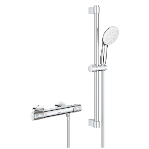 Baterie dus termostatata Grohe Grohtherm 1000 Performance cu set de dus cu bara Tempesta 600  crom