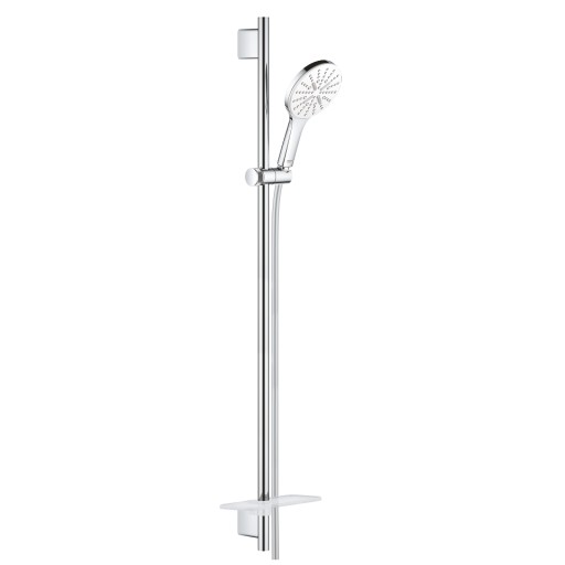 Set de dus Grohe Rainshower SmartActive 130 cu bara 90cm  furtun 175cm  polita si para de dus cu 3 jeturi  moon white