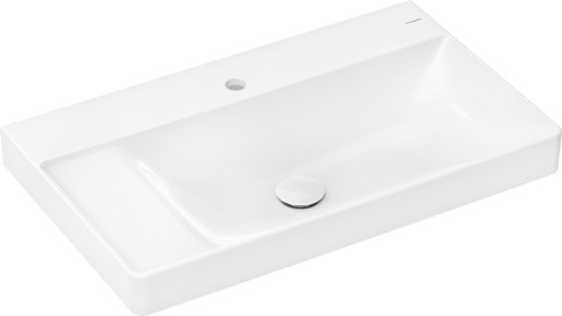Lavoar asimetric Hansgrohe Xelu Q 80x48cm  polita stanga  fara preaplin  montare pe mobilier  SmartClean  alb