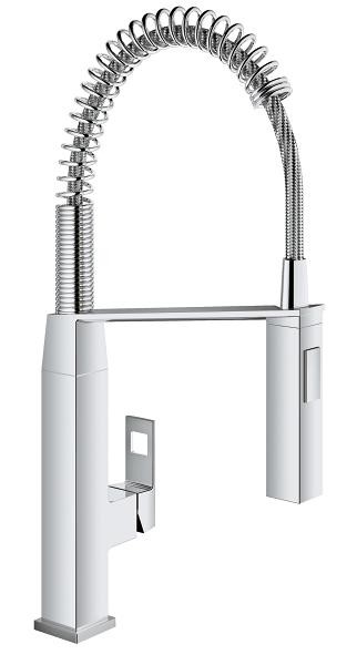 Baterie bucatarie Grohe Eurocube cu pipa flexibila  ProfiSpray  crom