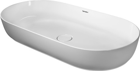 Lavoar tip bol Duravit Luv 80x40cm  finisaj WonderGliss  fara orificiu baterie  fara preaplin  montare pe blat
