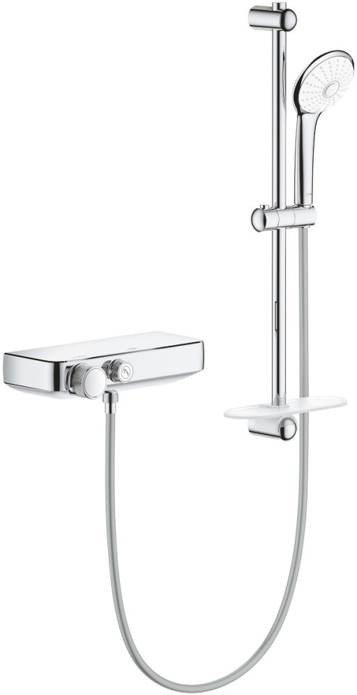 Baterie dus termostatata Grohe Grohtherm SmartControl cu set de dus cu bara de 600mm  crom