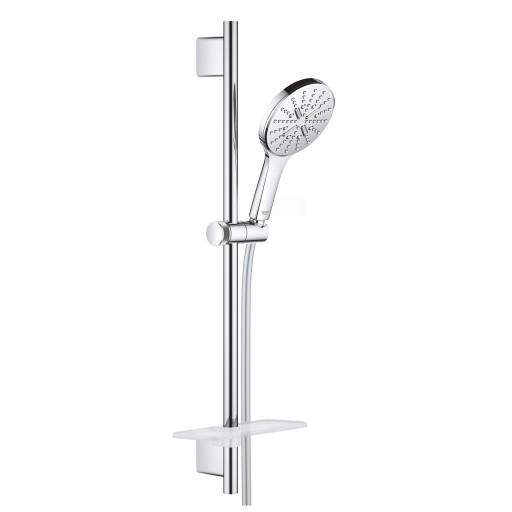 Set de dus Grohe Rainshower SmartActive 130 cu para de dus 3 jeturi  furtun 175cm  bara de dus 60cm si savoniera  crom
