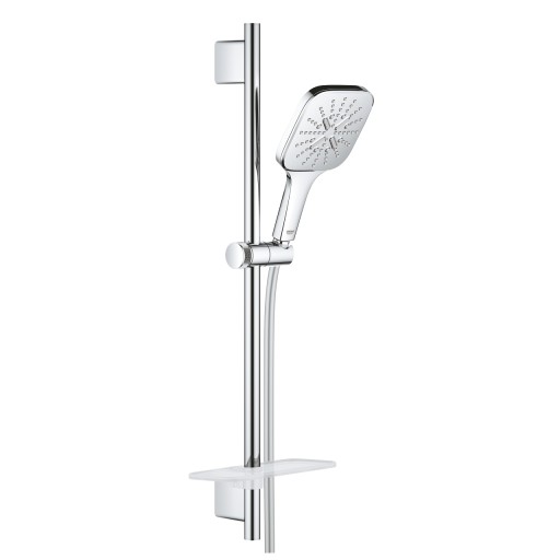 Set de dus Grohe Rainshower SmartActive 130 Cube cu para de dus 3 jeturi  furtun 175cm si bara 60cm  savoniera  crom