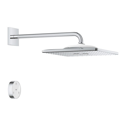 Palarie de dus Grohe Rainshowe SmartConnect 310 Cube cu 2 jeturi si brat de dus 422mm de perete  crom