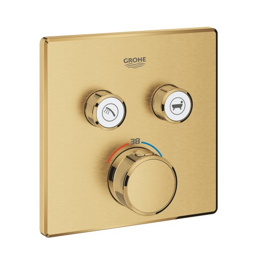 Baterie cada - dus termostatata Grohe Grohtherm SmartControl cu 2 functii  montaj incastrat  necesita corp ingropat  brushed cool sunrise