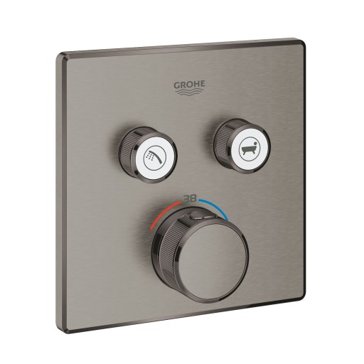 Baterie cada - dus termostatata Grohe Grohtherm SmartControl cu 2 functii  montaj incastrat  necesita corp ingropat  brushed hard graphite