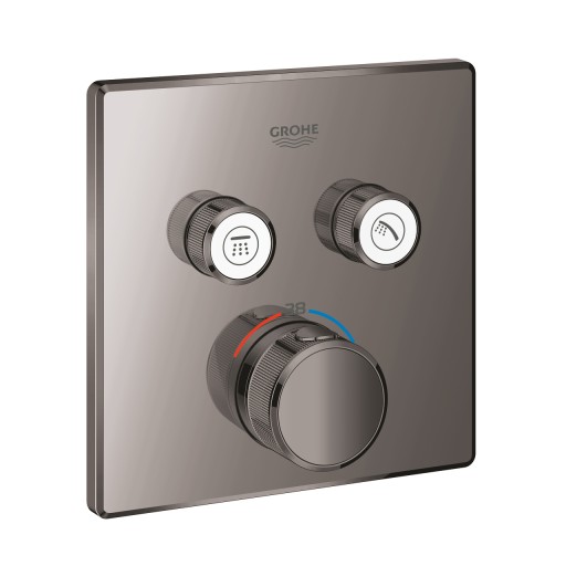 Baterie cada - dus termostatata Grohe Grohtherm SmartControl cu 2 functii  montaj incastrat  necesita corp ingropat  hard graphite