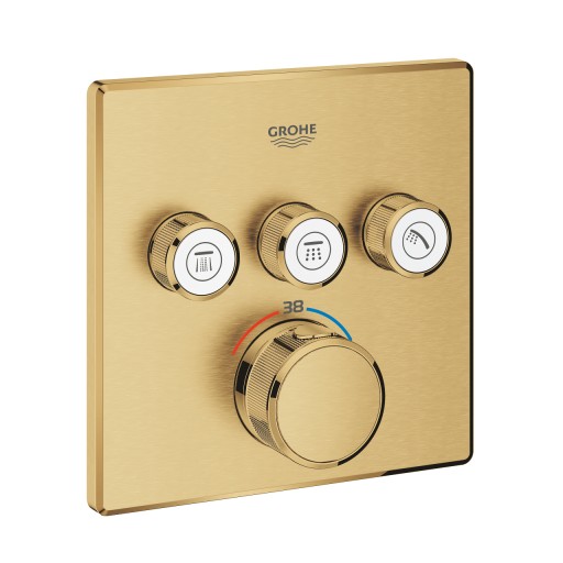 Baterie cada - dus termostatata Grohe Grohtherm SmartControl cu 3 functii  montaj incastrat  necesita corp ingropat  brushed cool sunrise