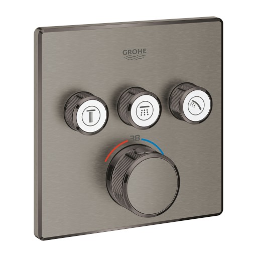 Baterie cada - dus termostatata Grohe Grohtherm SmartControl cu 3 functii  montaj incastrat  necesita corp ingropat  brushed hard graphite