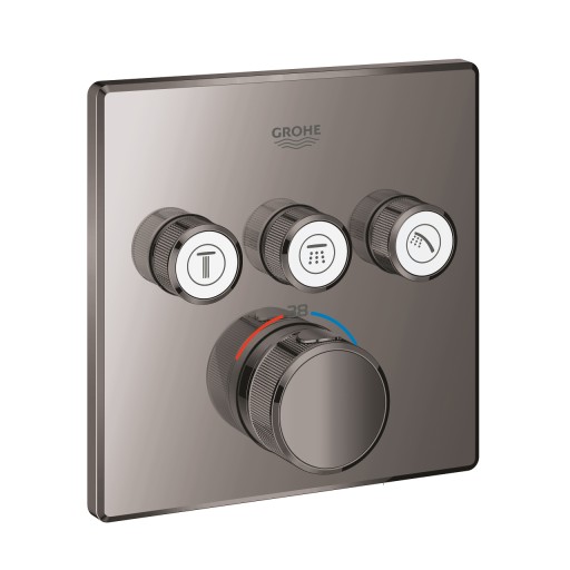 Baterie cada - dus termostatata Grohe Grohtherm SmartControl cu 3 functii  montaj incastrat  necesita corp ingropat  hard graphite