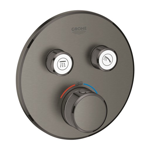 Baterie cada - dus termostatata Grohe Grohtherm SmartControl Round  montaj incastrat  necesita corp ingropat  brushed hard graphite