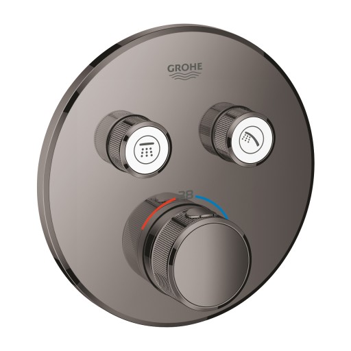 Baterie cada - dus termostatata Grohe Grohtherm SmartControl Round  montaj incastrat  necesita corp ingropat  hard graphite