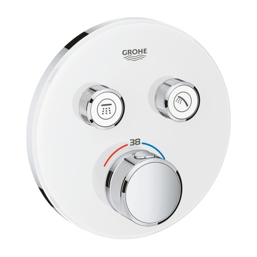 Baterie cada - dus termostatata Grohe Grohtherm SmartControl Round  montaj incastrat  necesita corp ingropat  moon white
