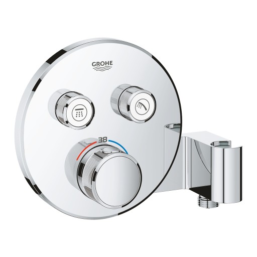 Baterie cada - dus termostatata Grohe Grohtherm SmartControl Round cu agatatoare dus integrata  montaj incastrat  necesita corp ingropat  crom