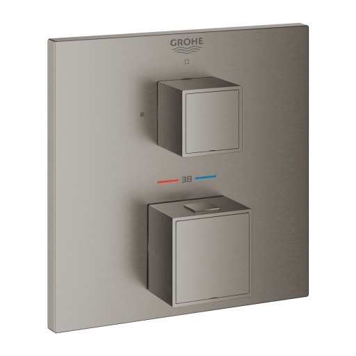 Baterie dus termostatata Grohe Grohtherm Cube cu 1 functie  montaj incastrat  necesita corp ingropat  brushed hard graphite