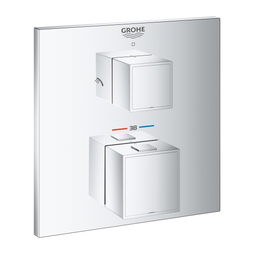 Baterie dus termostatata Grohe Grohtherm Cube cu 1 functie  montaj incastrat  necesita corp ingropat  crom